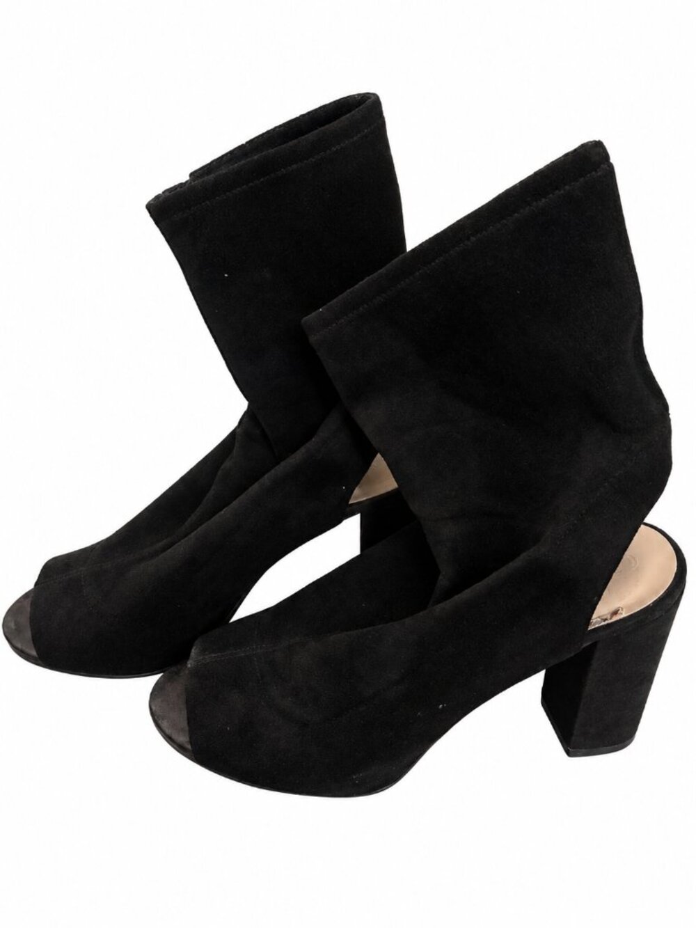 Vince Camuto Black Peep-Toe Block Heel Booties – 8.5